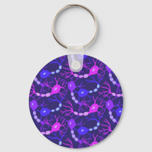 Connected Neurons Neon Purple Key Ring