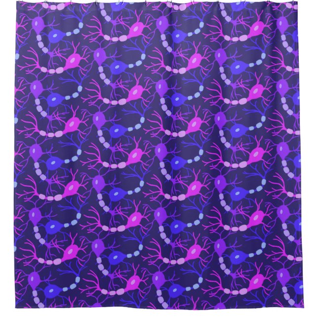 Connected Neurons Neon Purple Shower Curtain (Front)