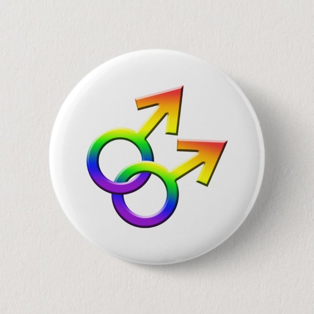 Connected Rainbow Male Symbols Button 03 (Front)