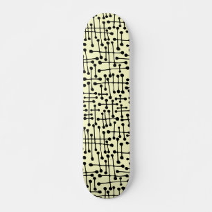 Connected Spots - Black on Cream Skateboard