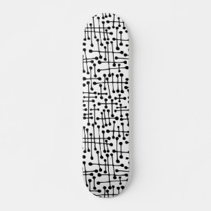 Connected Spots - Black on White Skateboard
