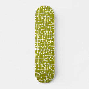 Connected Spots - White on Dk Yellow Skateboard