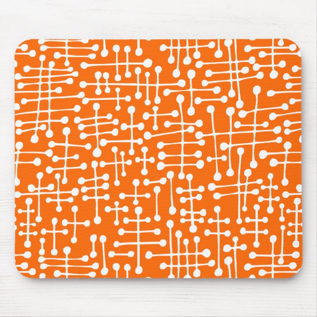 Connected Spots - White on Orange Mouse Pad (Front)