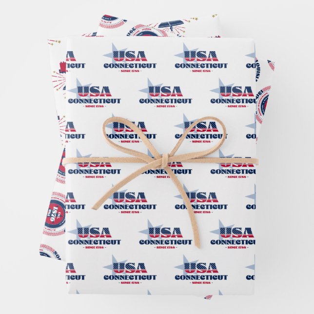 Connecticut, 50 States, Liberty Bell  Wrapping Paper Sheet (In situ)