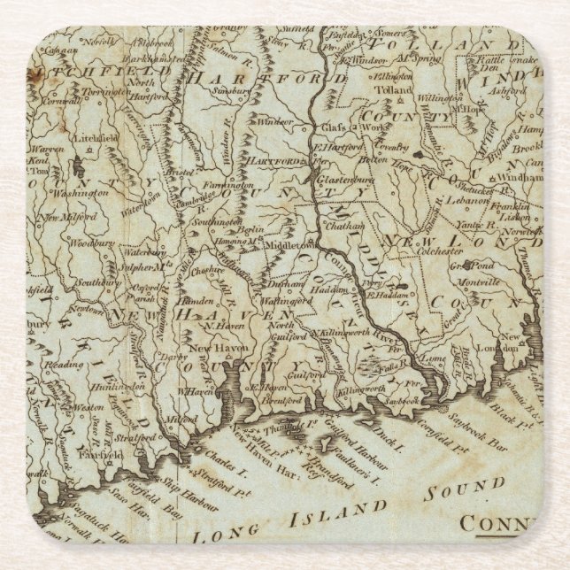 Connecticut 7 square paper coaster (Front)
