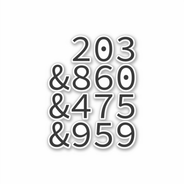 Connecticut Area Codes (Front)