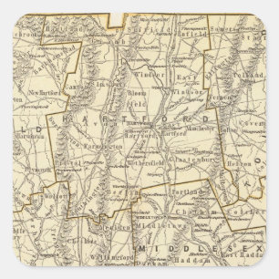 Connecticut Atlas Map Square Sticker