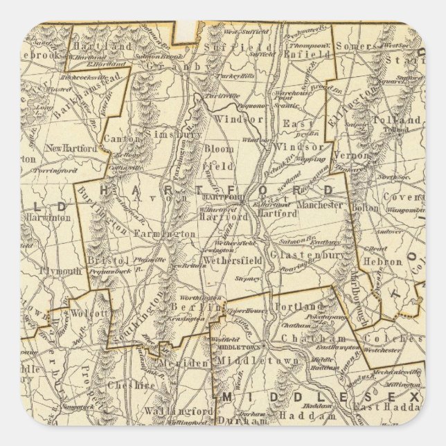 Connecticut Atlas Map Square Sticker (Front)