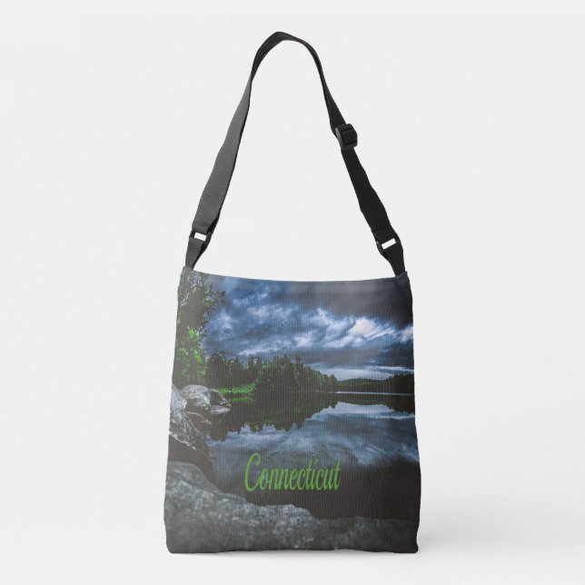 Connecticut Beutiful Lake Trees Crossbody Bag (Back)