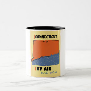 Connecticut By air travel poster Two-Tone Coffee Mug