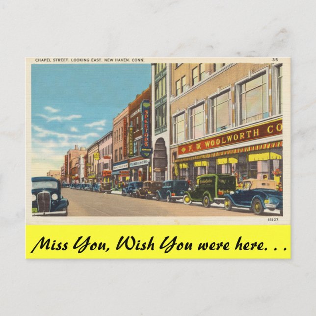 Connecticut, Chapel Street, New Haven Postcard (Front)