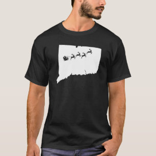 Connecticut Christmas Map Reindeer T-Shirt