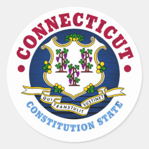 CONNECTICUT CONSTITUTION STATE FLAG CLASSIC ROUND STICKER