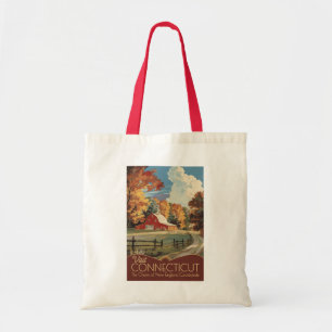 Connecticut Countryside Travel Art Vintage Tote Bag