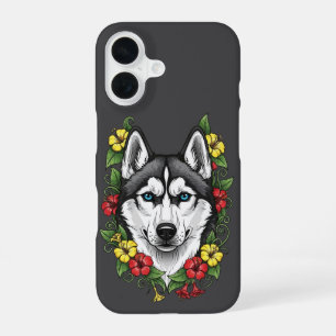 Connecticut Dog And Colourful Mirablis Blossom iPhone 16 Case