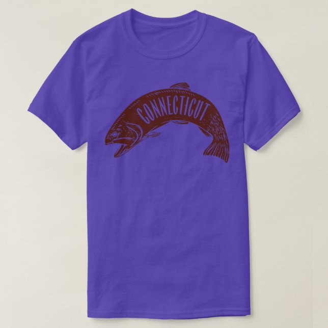 Connecticut Fish Wordmark Brown T-Shirt (Design Front)