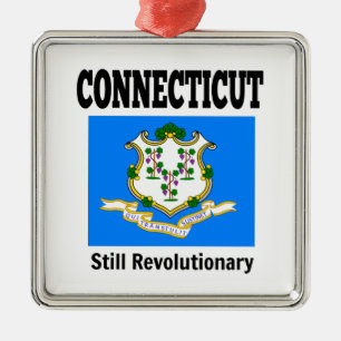 Connecticut flag and motto metal ornament
