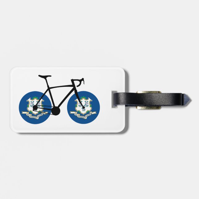 Connecticut Flag Cycling Luggage Tag (Back Horizontal)