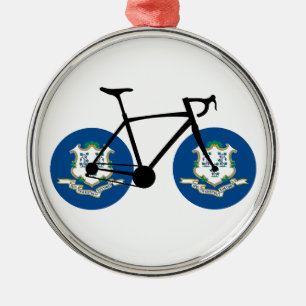 Connecticut Flag Cycling Metal Ornament