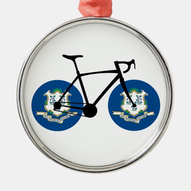 Connecticut Flag Cycling Metal Ornament (Front)