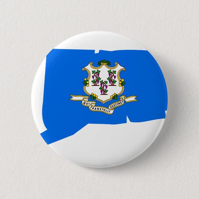 Connecticut Flag Map 6 Cm Round Badge (Front)
