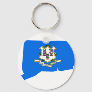 Connecticut Flag Map Key Ring