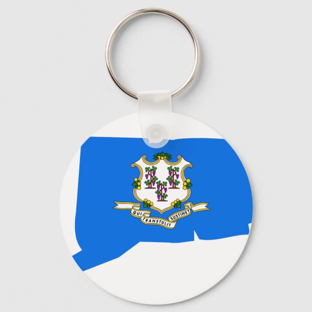 Connecticut Flag Map Key Ring (Front)