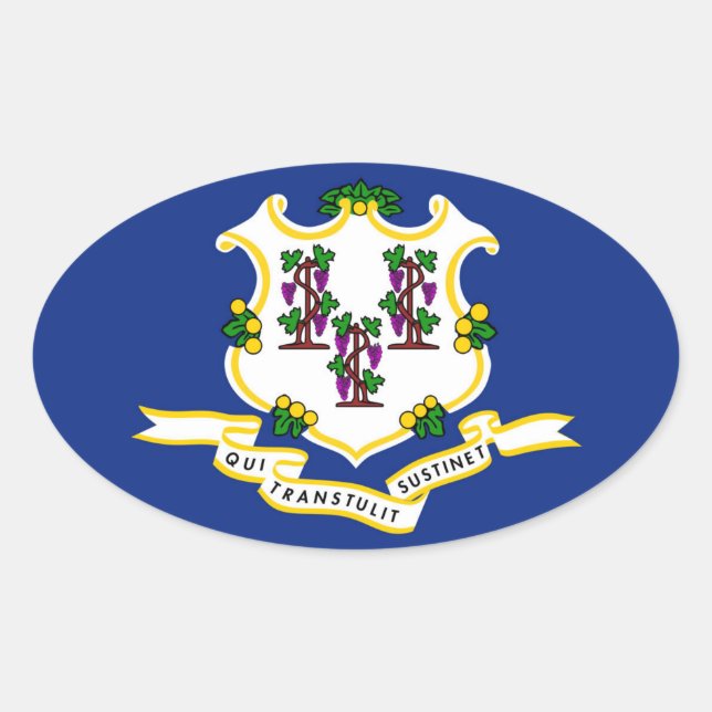 Connecticut flag oval sticker (Front)
