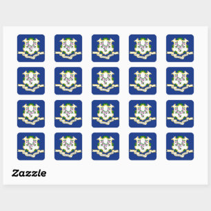 Connecticut flag square sticker