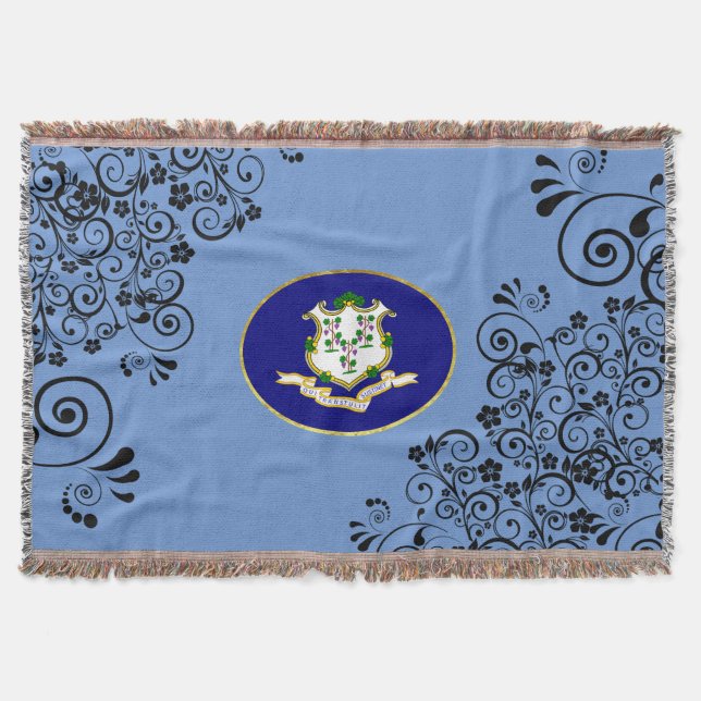 Connecticut flag throw blanket (Front)