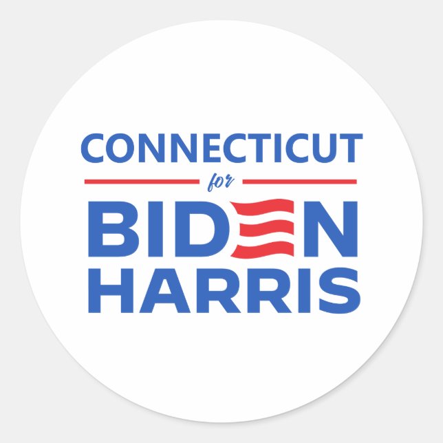 Connecticut for Biden Harris Classic Round Sticker (Front)