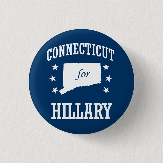 CONNECTICUT FOR HILLARY 3 CM ROUND BADGE (Front)