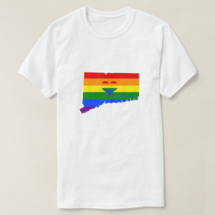 Connecticut Gay Pride Rainbow Flag Heart GLBTQ T-Shirt