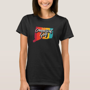 Connecticut Girl Home State Retro 70s Stripes Us S T-Shirt