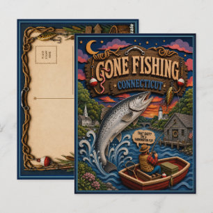 Connecticut Gone Fishing Atlantic Salmon Postcard