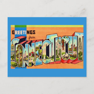 Connecticut Greeting Retro Postcard