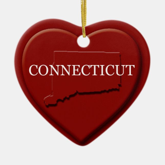 Connecticut Heart Map Christmas Ornament (Front)