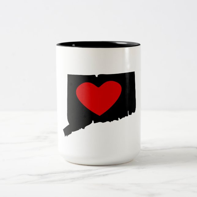 Connecticut Heart Two-Tone Coffee Mug (Center)