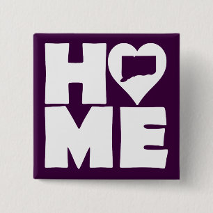 Connecticut Home Heart State Button Badge Pin