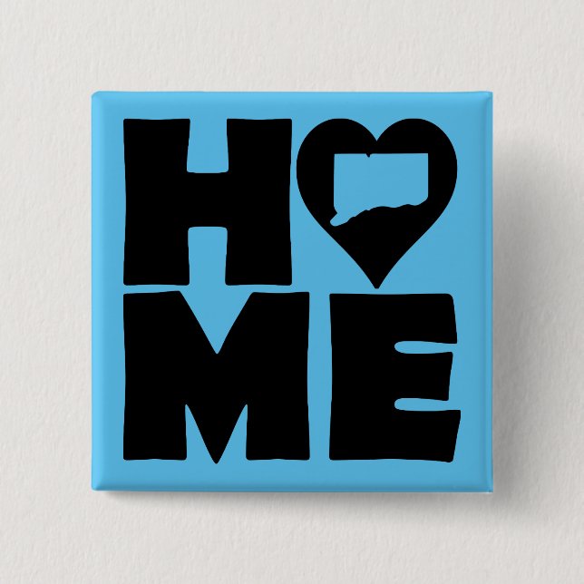 Connecticut Home Heart State Button Badge Pin (Front)