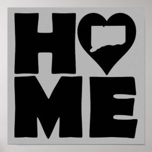 Connecticut Home Heart State Poster Sign