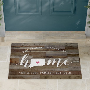 Connecticut Home State Personalised Wood Look Doormat