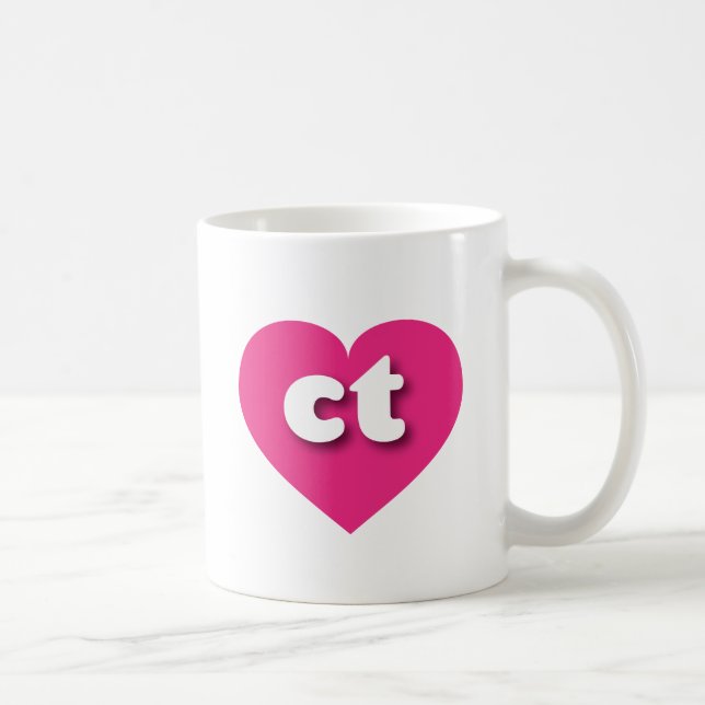Connecticut hot pink heart - I love ct Coffee Mug (Right)