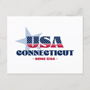 Connecticut in Red, White, and Blue Postcard