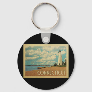 Connecticut Lighthouse Vintage Travel Key Ring