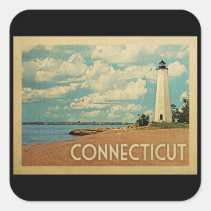 Connecticut Lighthouse Vintage Travel Square Sticker