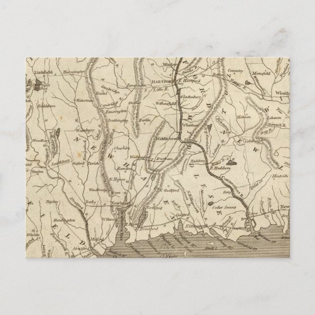 Connecticut Map by Arrowsmith Postcard (Front)