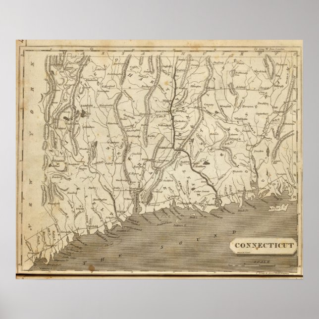 Connecticut Map by Arrowsmith Poster (Front)
