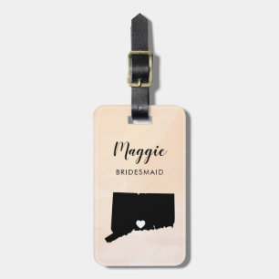 Connecticut Map Luggage Tag, Wedding Party Welcome Tag