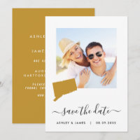 Connecticut Map Photo Wedding Save the Date Card